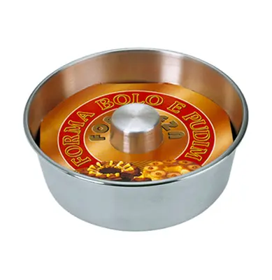 FORMA ASSADEIRA DE ALUMINIO PARA BOLO / TORTA / PUDIM COM TUBO 7X21CM DE Ø