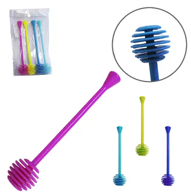 PEGADOR DE MEL DE PLASTICO COLORS COM 4 PECAS 14CM