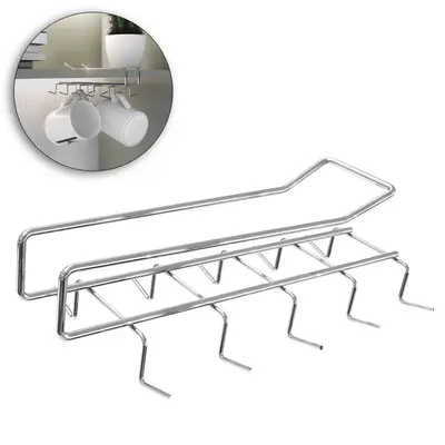 SUPORTE ORGANIZADOR ARAMADO PARA 10 XICARAS CROMADO 24X11,5X6CM