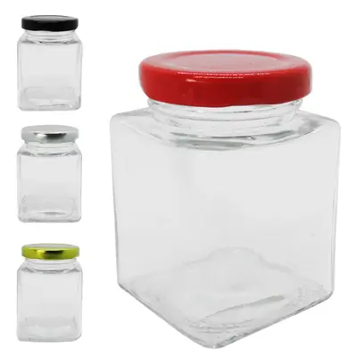 POTE DE VIDRO QUADRADO COM TAMPA DE METAL COLORS 100ML