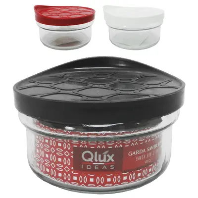 POTE DE VIDRO REDONDO COM TAMPA DE PLASTICO COLORS 415ML