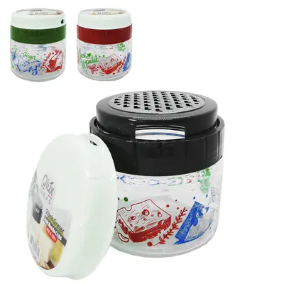 QUEIJEIRA DE VIDRO COM RALADOR DE INOX + TAMPA DE PLASTICO COLORS 300ML