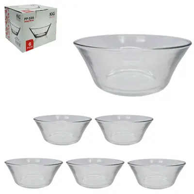 JOGO DE TIGELA DE VIDRO REDONDA COM 6 PECAS 650ML 16,5CM DE Ø NA CAIXA