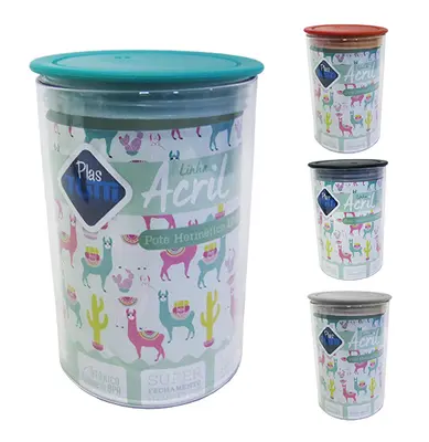 ORGANIZADOR DE ACRILICO REDONDO COM TAMPA HERMETICA COLORS 1000ML