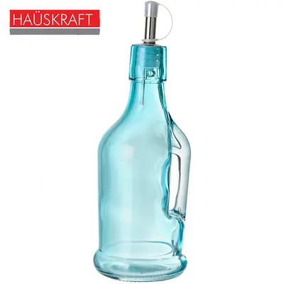 AZEITEIRO / VINAGREIRO DE VIDRO COM ALCA + BICO DOSADOR DE INOX AZUL HAUSKRAFT 200ML