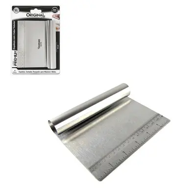ESPATULA DE COZINHA CORTADOR / RASPADOR COM REGUA DE INOX MULTIUSO PREMIUM 15X12,5CM