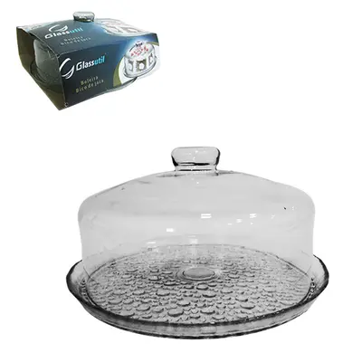 BOLEIRA DE VIDRO COM TAMPA PETIT POA 28CM DE Ø