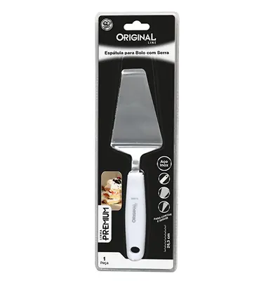 ESPATULA DE BOLO DE INOX PREMIUM CABO BRANCO 26,3CM NA CARTELA
