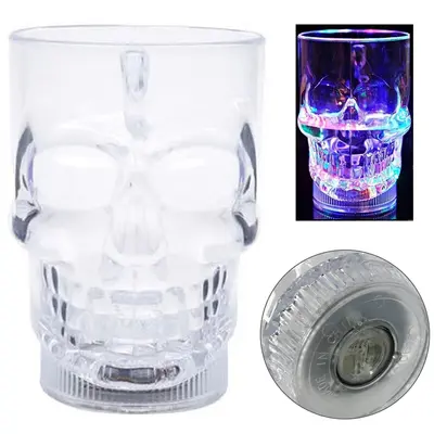 CANECA DE ACRILICO CAVEIRA COM LED 350ML A BATERIA NA CAIXA