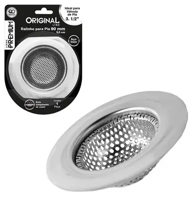 RALO DE INOX PARA PIA GRANDE PREMIUM 9CM DE Ø NA CARTELA
