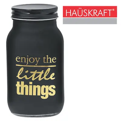 POTE DE VIDRO PRETO FOSCO REDONDO ENJOY THE LITTLE THINGS COM TAMPA HERMETICA HAUSKRAFT 720ML