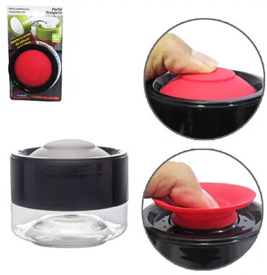 PORTA CONDIMENTO DE PLASTICO REDONDO PEQUENO COM VALVULA DE SILICONE COLORS 140ML