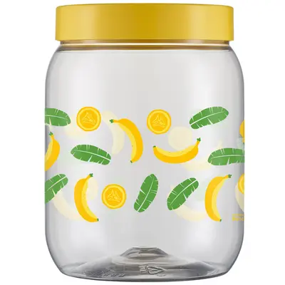 ORGANIZADOR DE PLASTICO REDONDO BANANA COM TAMPA DE ROSCA 1000ML