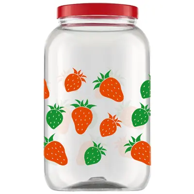 POTE DE PLASTICO REDONDO MORANGO COM TAMPA DE ROSCA 3600ML