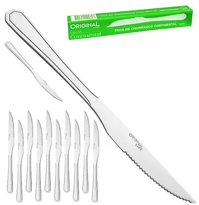 FACA DE CHURRASCO DE INOX CONTINENTAL COM 12 PECAS 22,3CM