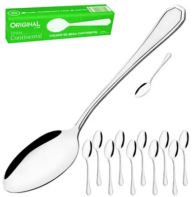COLHER DE MESA DE INOX CONTINENTAL COM 12 PECAS