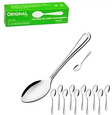 COLHER DE CAFE DE INOX CONTINENTAL COM 12 PECAS