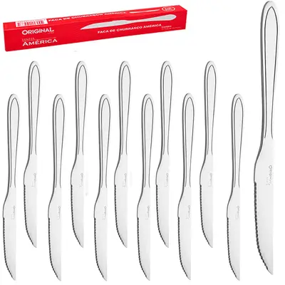 FACA DE CHURRASCO DE INOX AMERICA COM 12 PECAS 21,5CM