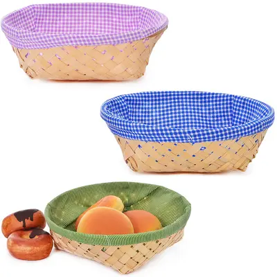 CESTA DE BAMBU REDONDA COM FORRO DE POLIESTER COLORS 9X25CM DE Ø