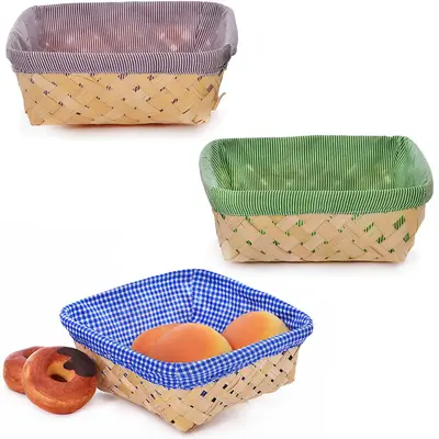 CESTA DE BAMBU QUADRADA COM FORRO DE POLIESTER COLORS 9X22CM