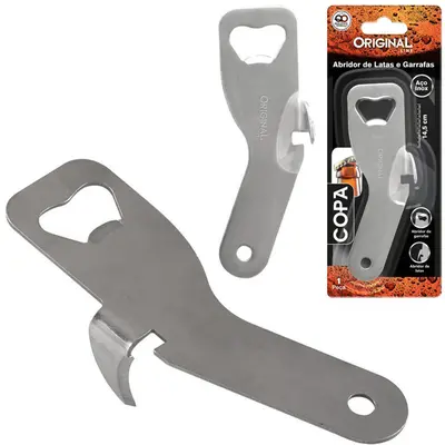 ABRIDOR DE GARRAFA / LATA DE INOX COPA 14,5CM NA CARTELA