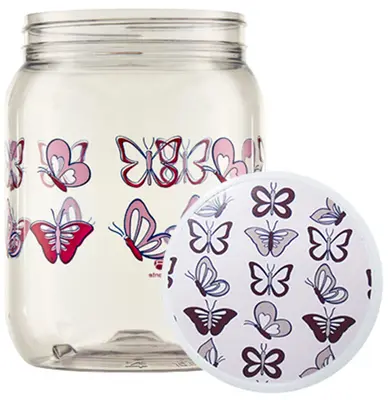 ORGANIZADOR DE PLASTICO REDONDO BORBOLETA COM TAMPA DE ROSCA 1700ML