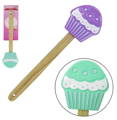 ESPATULA DE SILICONE MODELO CUPCAKE CABO BAMBU 28,5X7,5CM LINHA CONFEITEIRO