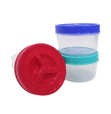 POTE DE PLASTICO REDONDO BAIXO PEQUENO COM TAMPA DE ROSCA 300ML