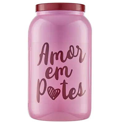 ORGANIZADOR DE PLASTICO REDONDO AMOR EM POTES COM TAMPA DE ROSCA 3600ML