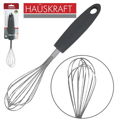 BATEDOR DE CLARA FOUET MANUAL DE INOX CABO PLASTICO CINZA HAUSKRAFT 28CM