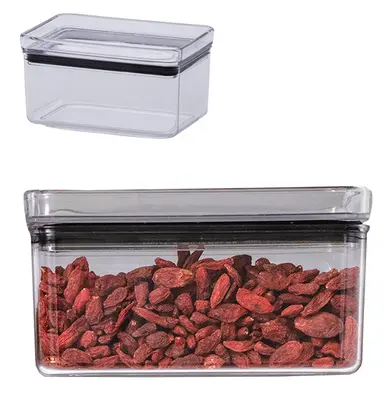 POTE DE ACRILICO RETANGULAR LUMINI EMPILHAVEL COM TAMPA HERMETICA 580ML