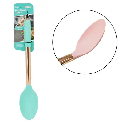 COLHER DE ARROZ DE SILICONE COLORS CABO METALIZADO ROSE GOLD CASA ONZE 33X8CM
