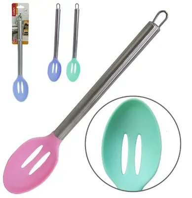 COLHER DE SILICONE VAZADA COLORS CABO INOX 33X6,5CM