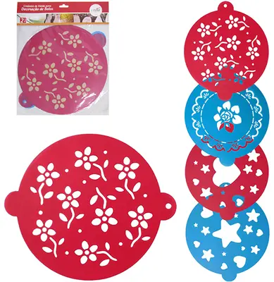 MOLDE DE PLASTICO PARA DECORACAO DE BOLOS COM 2 PECAS SORTIDAS 25,4CM DE Ø