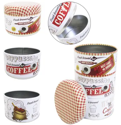CONJUNTO DE POTE DE LATA REDONDO EMPILHAVEL COM TAMPA 3 PECAS 750ML