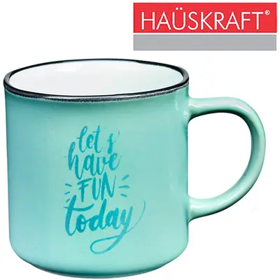 CANECA DE PORCELANA LET'S HAVE FUN TODAY HAUSKRAFT 310ML