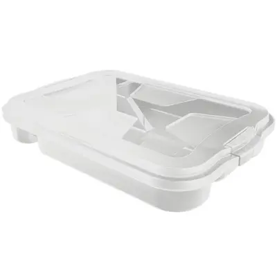 PORTA TALHER DE GAVETA DE PLASTICO BRANCO 5 DIVISORIAS + TAMPA E TRAVA 35,5X24,5X5,5CM