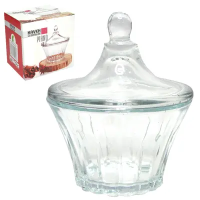 BOMBONIERE DE VIDRO COM TAMPA PIANO 200ML 12X10CM