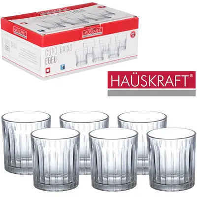 JOGO DE COPO DE VIDRO WHISKY BAIXO EGEU HAUSKRAFT COM 6 PECAS 315ML