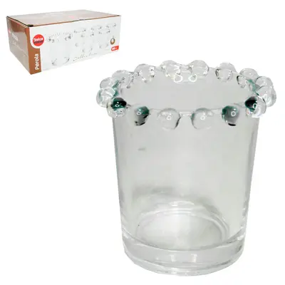 PORTA VELA / CASTICAL DE VIDRO REDONDO PEROLA COLLECTION 6 PECAS 90ML 7X6,5CM DE Ø NA CAIXA