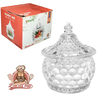 BOMBONIERE DE VIDRO COM TAMPA GENEBRA 9,5X6,5CM DE Ø BONS CHEFF