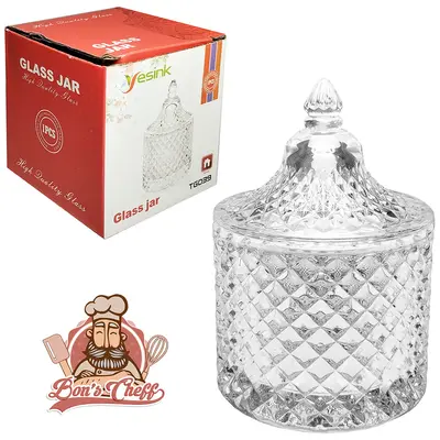 BOMBONIERE DE VIDRO COM TAMPA DOHA 10,5X6CM DE Ø BONS CHEFF