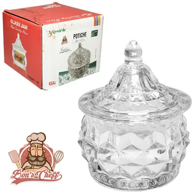 BOMBONIERE DE VIDRO COM TAMPA BERLIN 9,5X6,5CM DE Ø BONS CHEFF