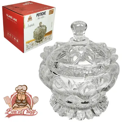 BOMBONIERE DE VIDRO COM TAMPA AMSTERDA 11X8,5CM DE Ø BONS CHEFF