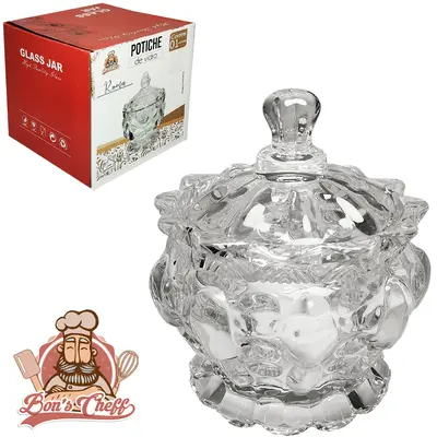 BOMBONIERE DE VIDRO COM TAMPA ROMA 10,5X8CM DE Ø BONS CHEFF