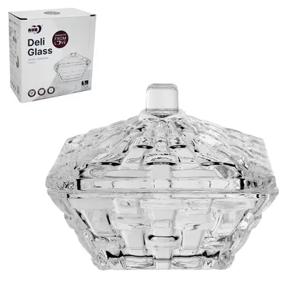 BOMBONIERE DE VIDRO COM TAMPA DELI GLASS 11,8X9,5CM