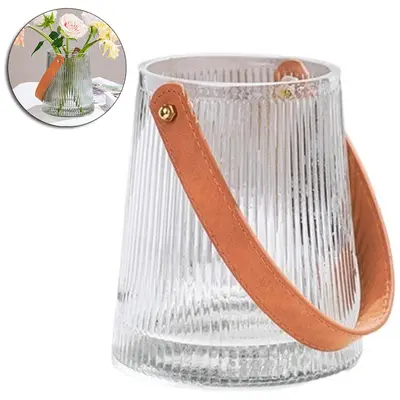 VASO DE VIDRO REDONDO COM ALCA 15,3X13CM DE Ø