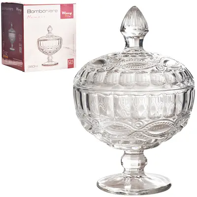 BOMBONIERE DE VIDRO COM PE E TAMPA MEMOIR 380ML 18X12CM DE Ø