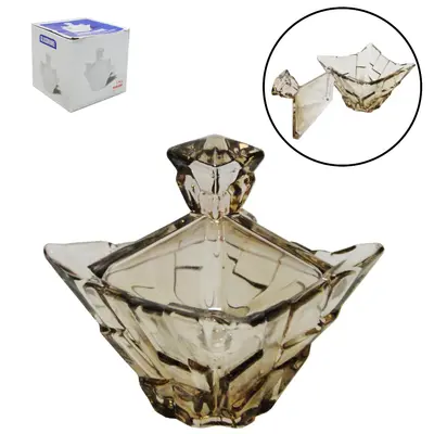 BOMBONIERE DE VIDRO COM TAMPA 12X10,5CM NA CAIXA