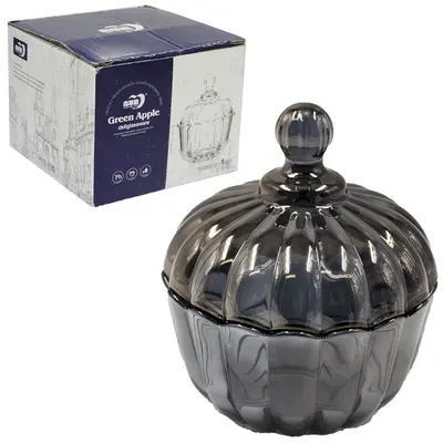 BOMBONIERE DE VIDRO COM TAMPA 10X9CM DE Ø NA CAIXA